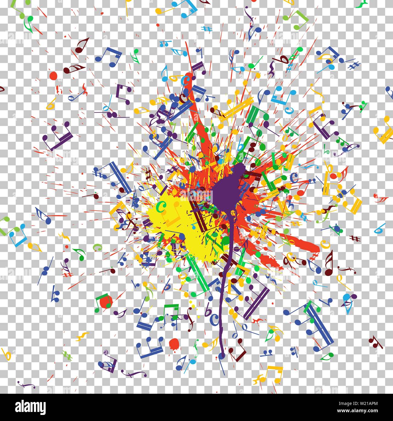 Musical notes flying from grunge blob. EPS 10 Vector illustration Stock ...