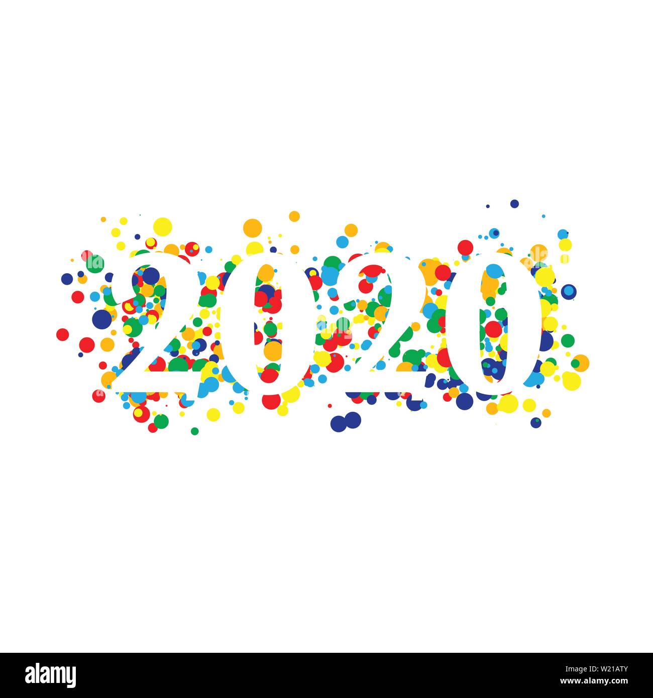 Nappy new year 2020 confetti postcard decoration. For print and web winter seasonal greetings. Retro style beautiful holidays celebratin card. Stock Vector
