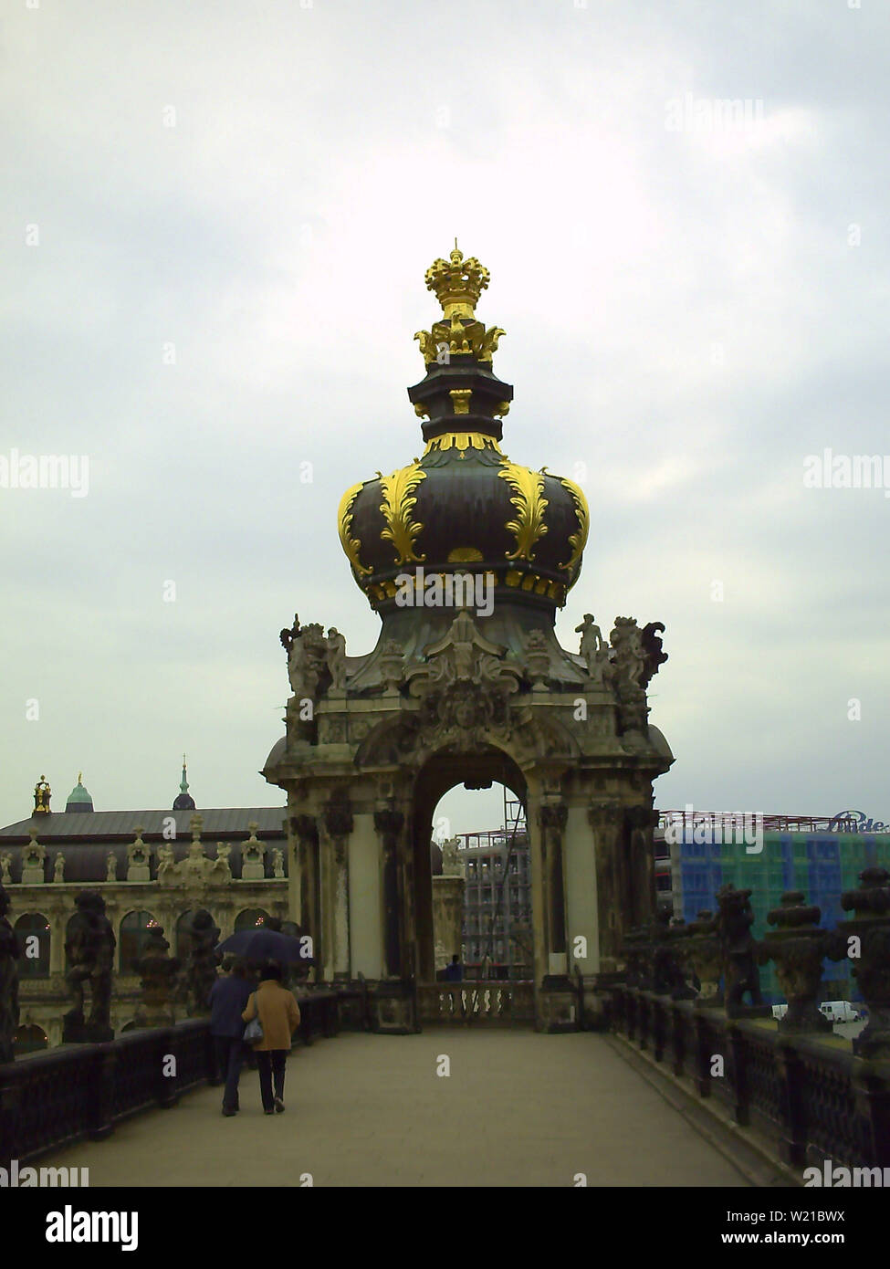 Kronentor of Zwinger in Dresden Germany in autumn cloudy sky Stock Photo