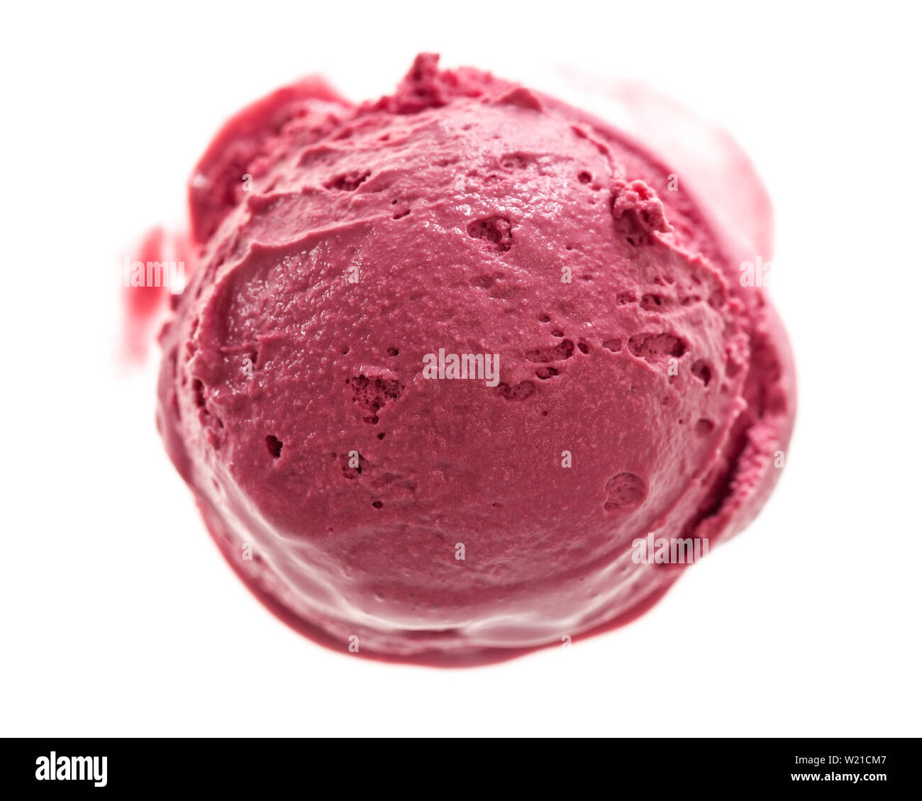 strawberry Ice Cream Scoop side view Isolated On White Background