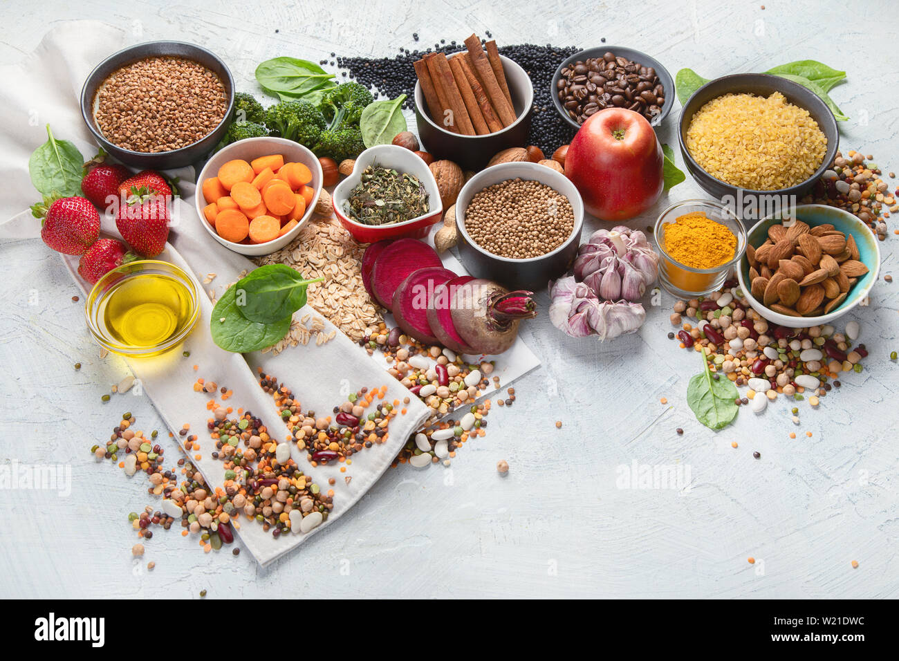 Liver detox diet food concept . Foods for healthy liver. Health foods high in antioxidants and