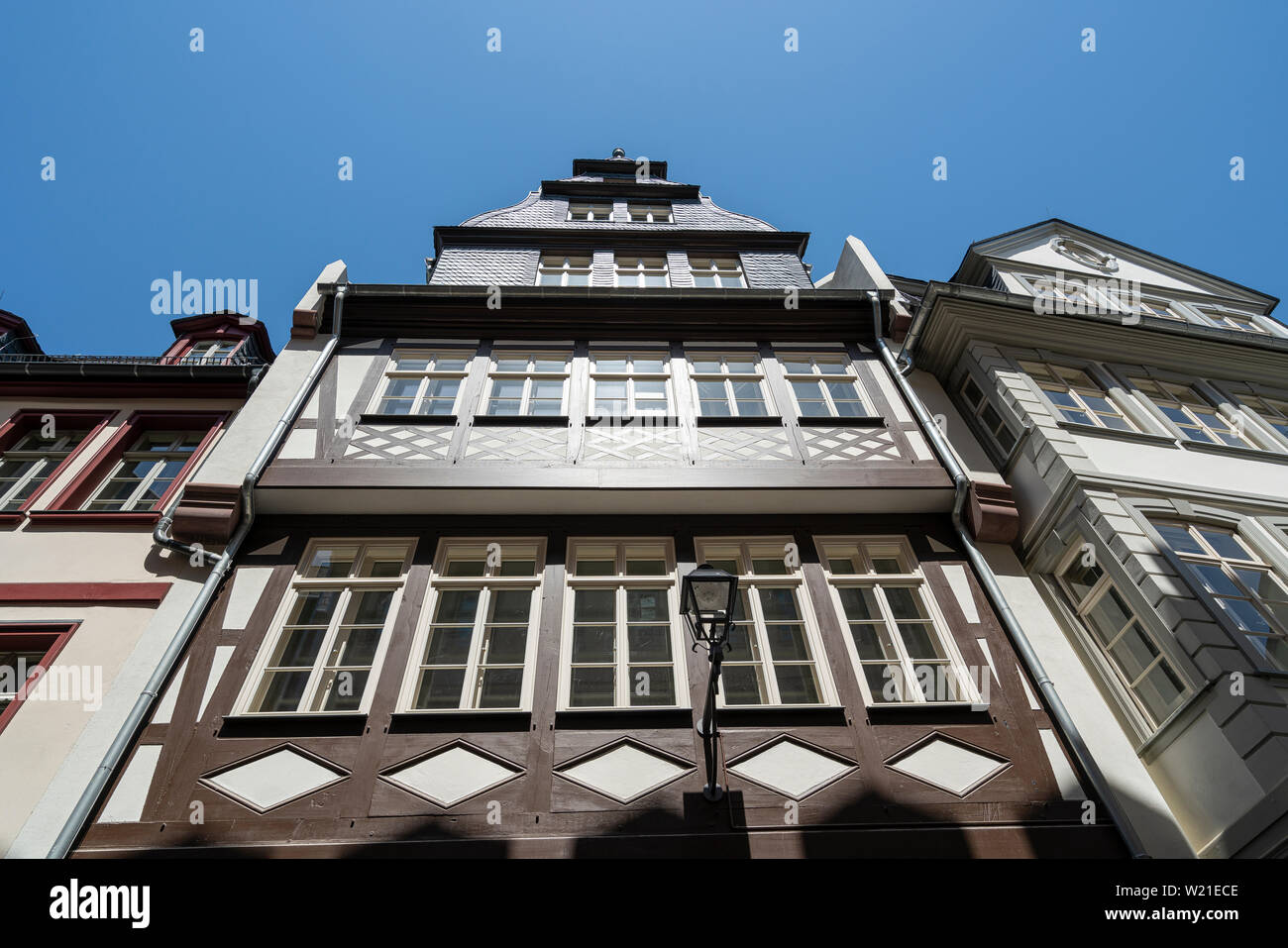 Frankfurt, Germany. July 2019.  the facade of a typical house in the historic center of the city Stock Photo