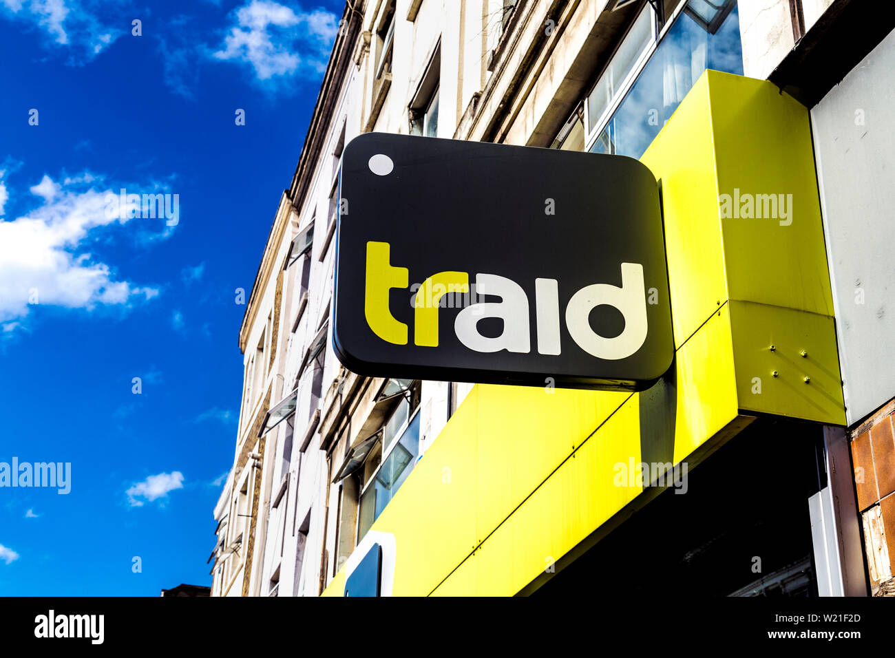 Sign for Traid charity shop, London, UK Stock Photo