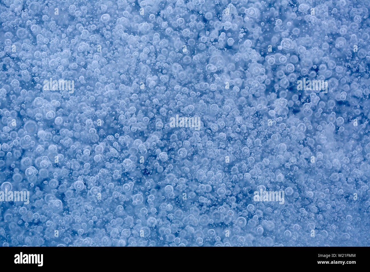 Beautiful icy background with frozen bubbles imprisoned in ice. Endless