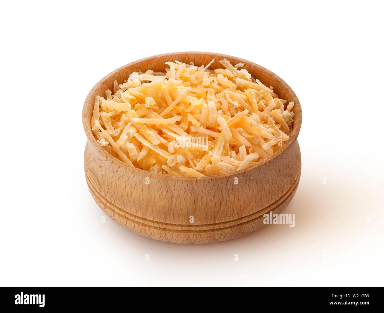 Grated parmesan cheese isolated on white background Stock Photo