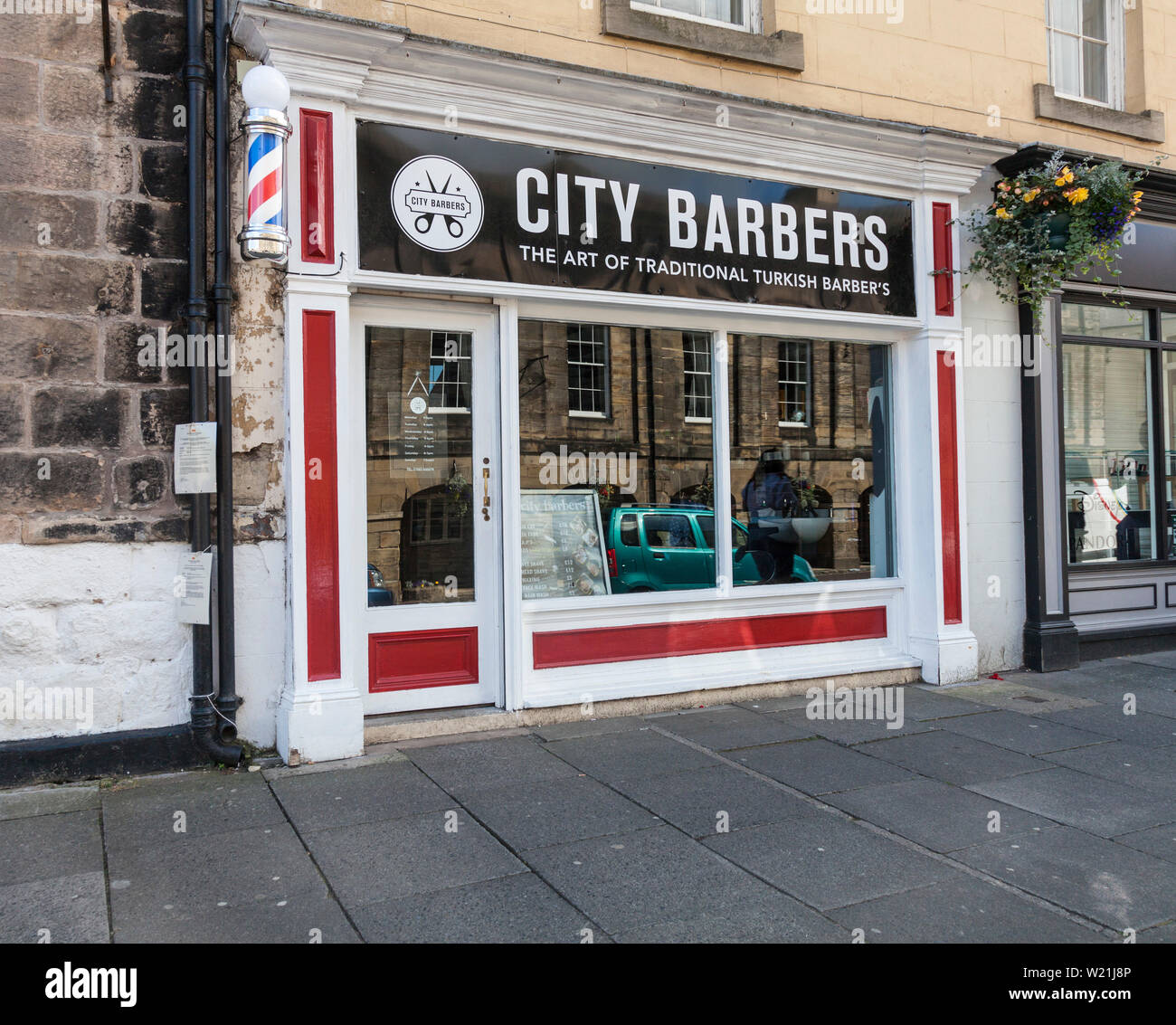 City Barbers shop in Alnwick,Northumberland,England,UK Stock Photo