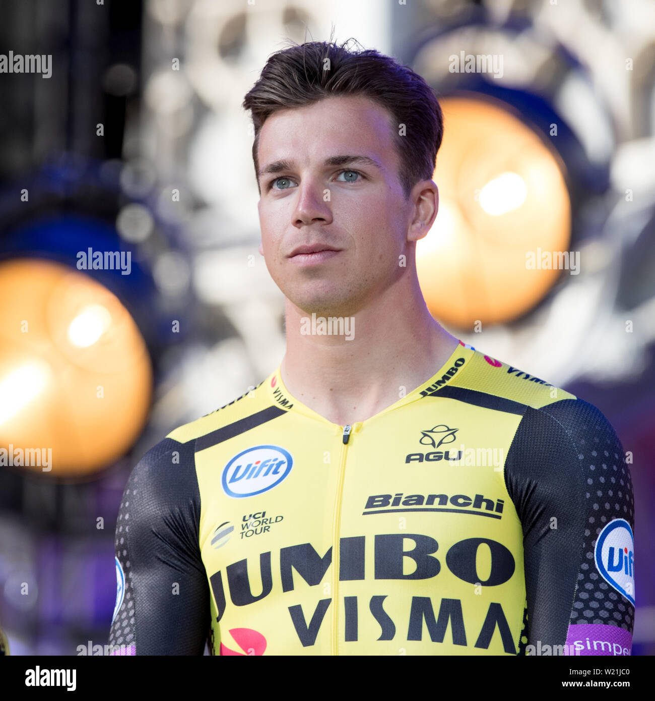 Brussels, Belgium. 04th July, 2019. Brussels - 4-07-2019, cycling, Team JUMBO VISMA at the start of the 106th Tour de France with Dylan groenewegen Credit: Pro Shots/Alamy Live News Stock Photo
