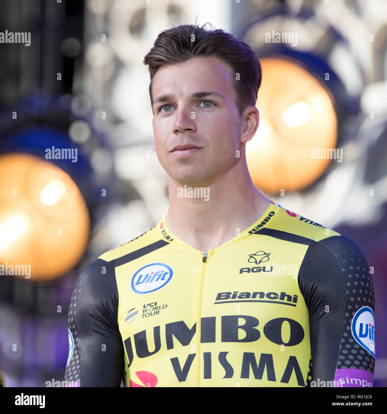 Brussels, Belgium. 04th July, 2019. Brussels - 4-07-2019, cycling, Team JUMBO VISMA at the start of the 106th Tour de France with Dylan groenewegen Credit: Pro Shots/Alamy Live News Stock Photo