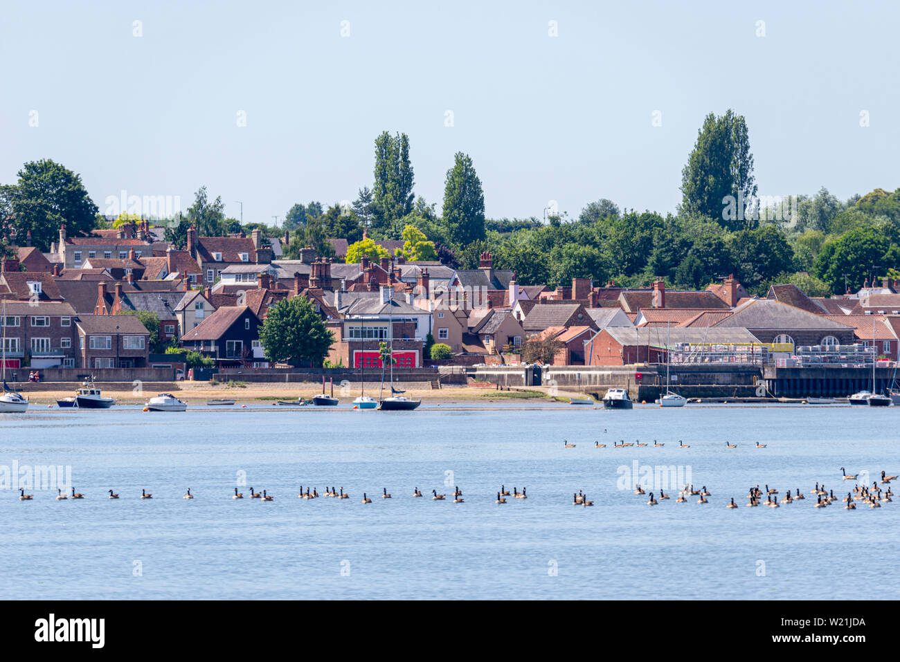 Manningtree, Essex, UK on the River Stour. River front buildings of
