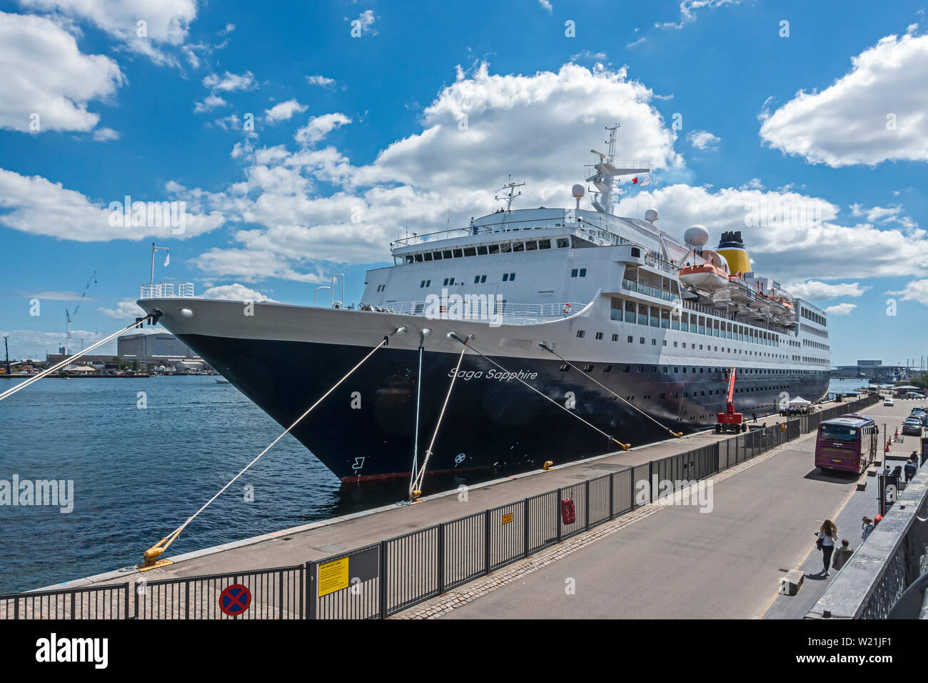 SAGA cruise ship Saga Sapphire moored at Langelinie Copenhagen harbour Copenhagen Denmark Europe Stock Photo