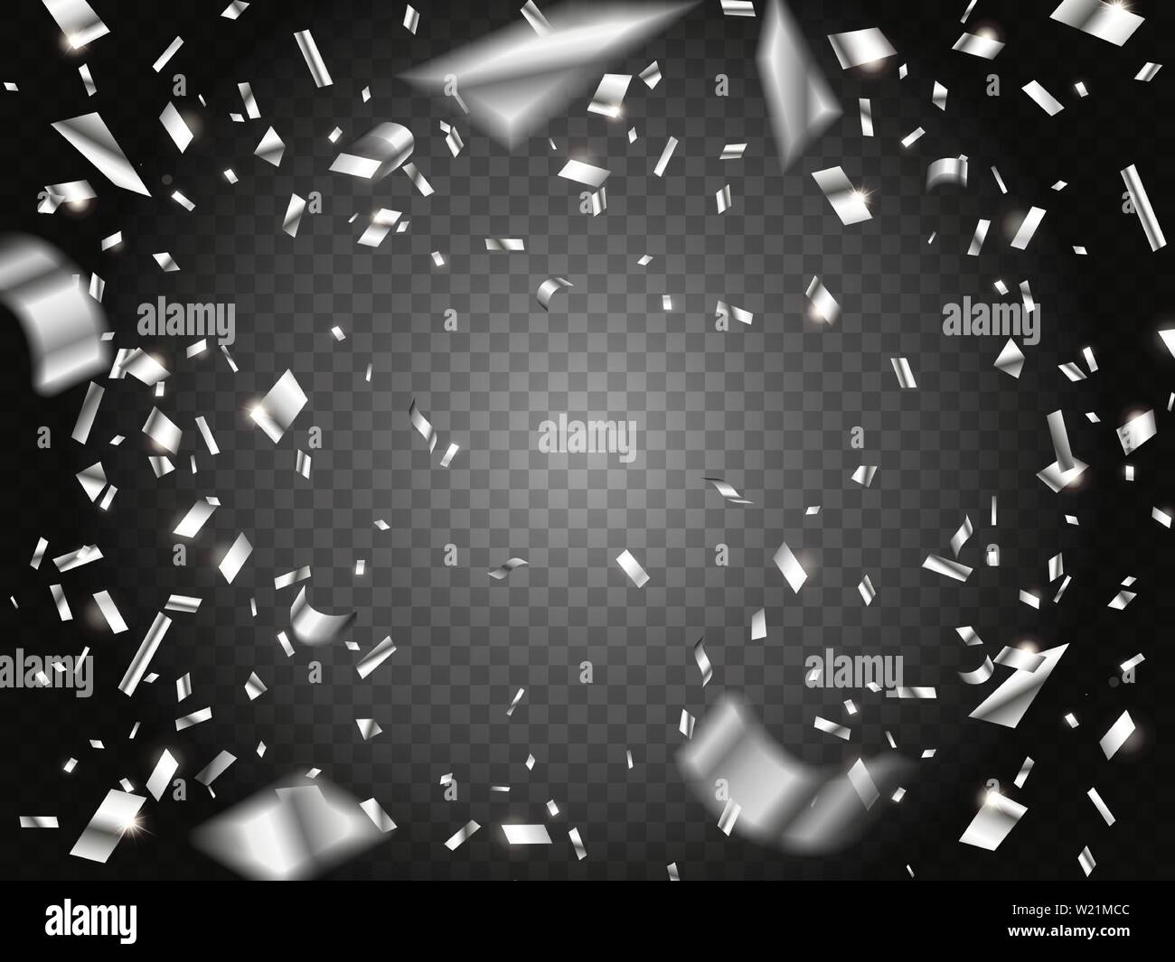 Falling Silver Confetti on transparent background Stock Vector Image