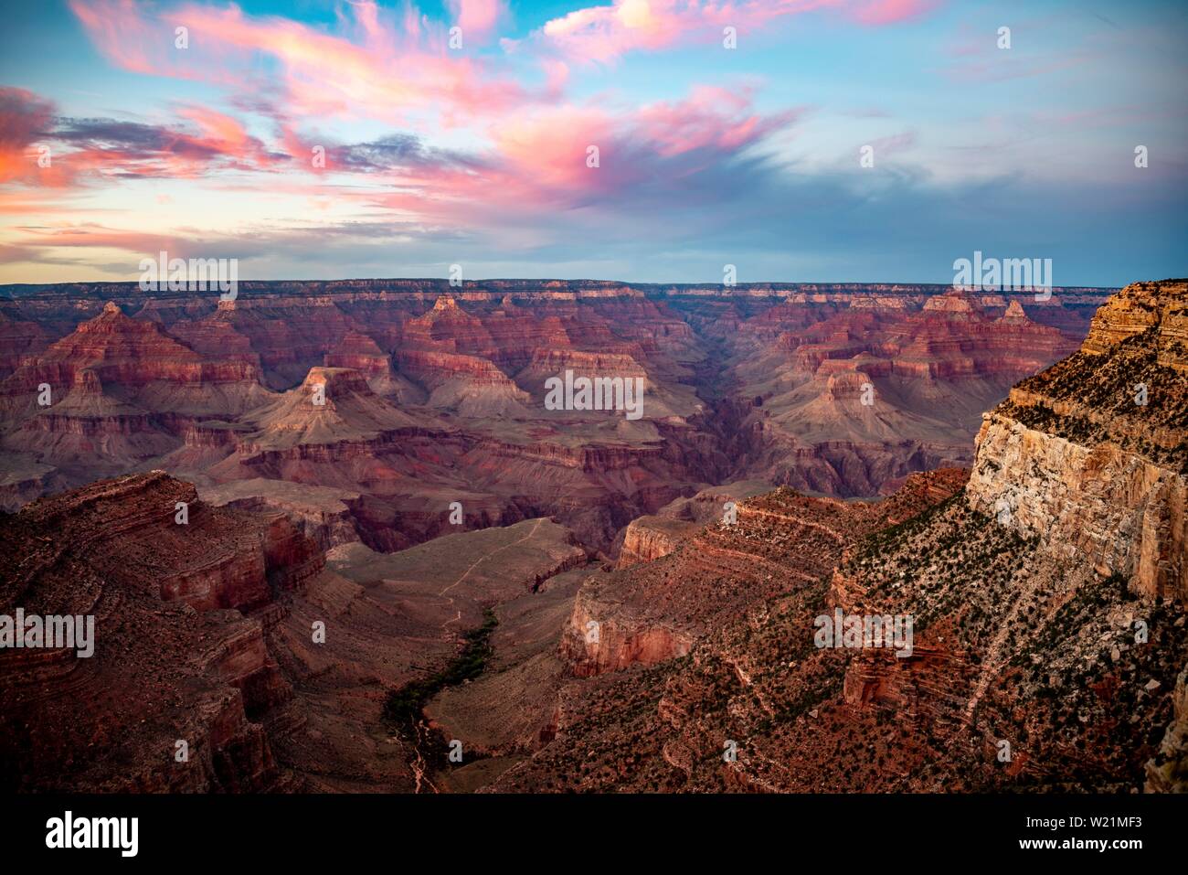 Sunset over the Grand Canyon, Bright Angel Trailhead, South Rim, Grand