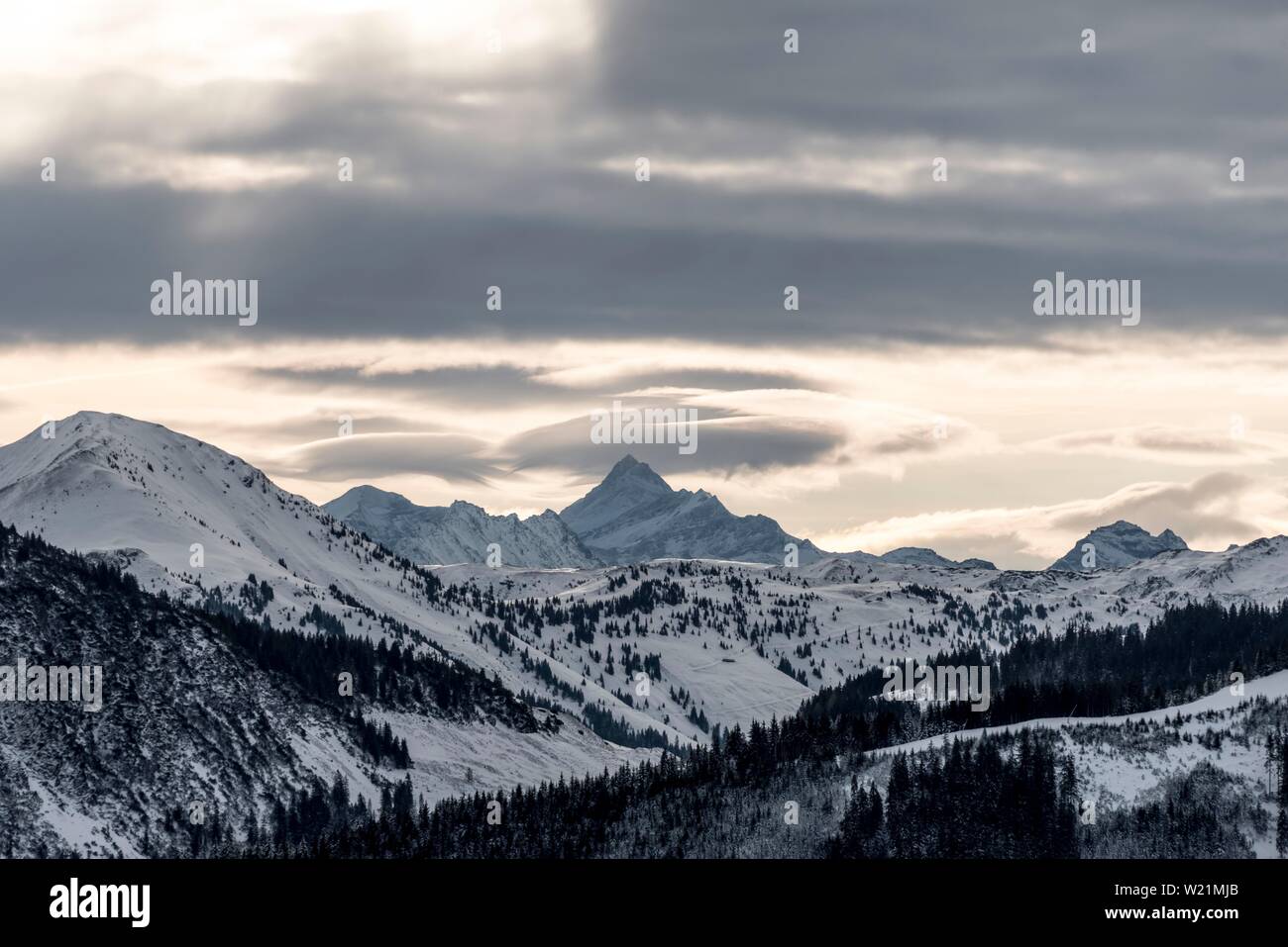 Snow-covered mountains, Grossglockner, Brixen im Thale, Tyrol, Austria Stock Photo