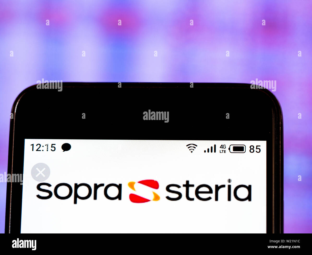 In this photo illustration the Sopra Steria logo is seen displayed on a ...