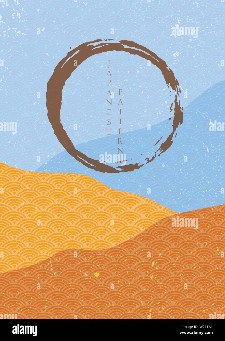 Hand drawn circle with Japanese wave pattern vector Stock Vector Image & Art Alamy