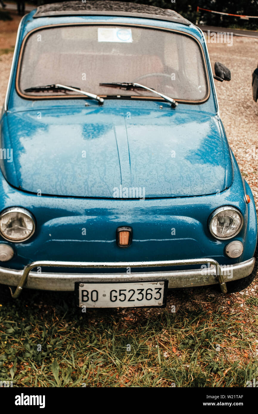 Fiat 500 last century vintage car. 1950 1960 1970 1980 1990 Tuscany  Italy Europe Stock Photo