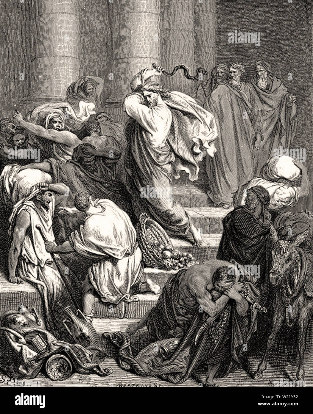 Gustave Doré - Buyers Sellers Driven Out Temple Stock Photo