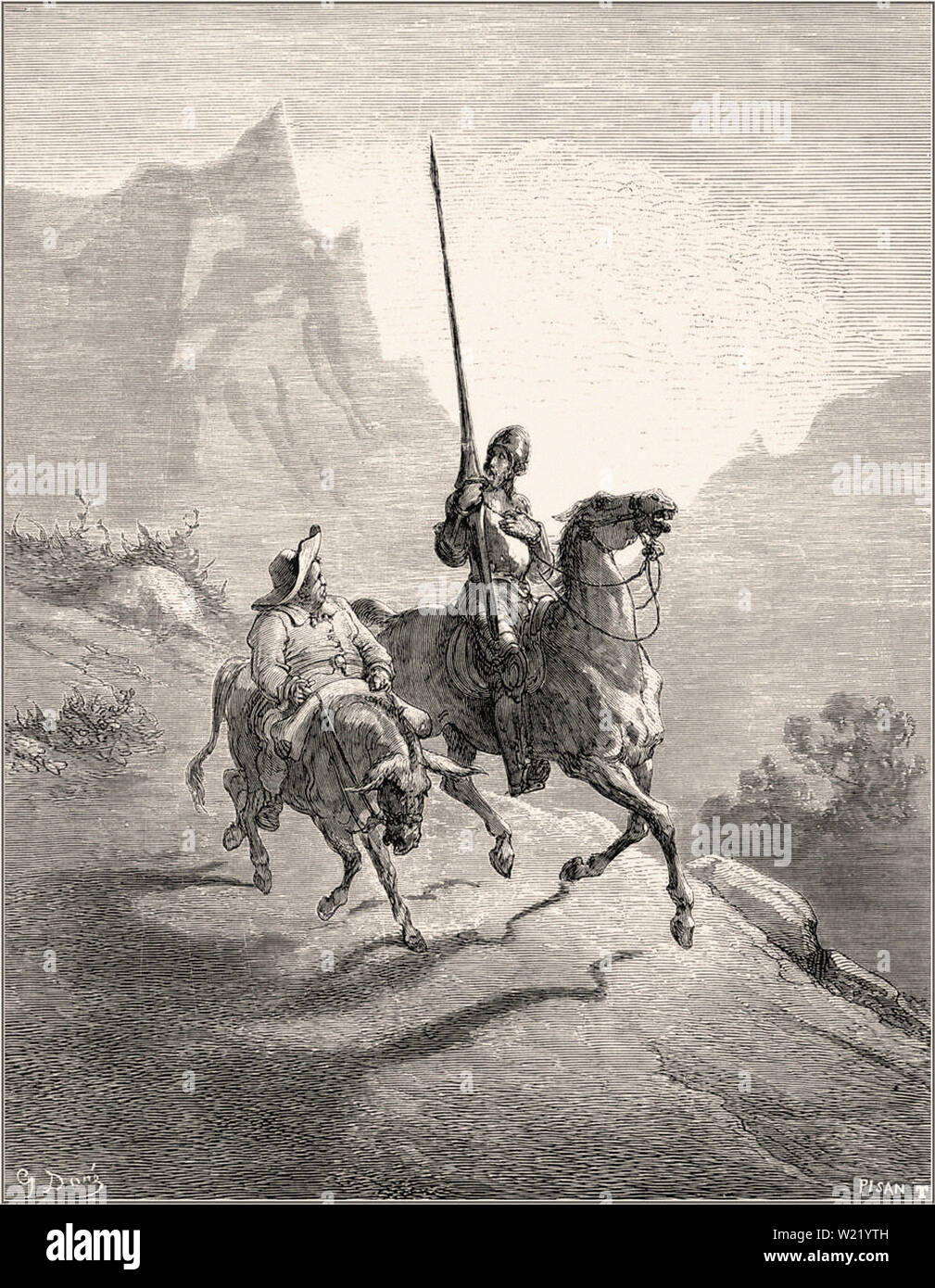 Gustave Doré - Don Quixote Sancho Setting Out 1863 Stock Photo
