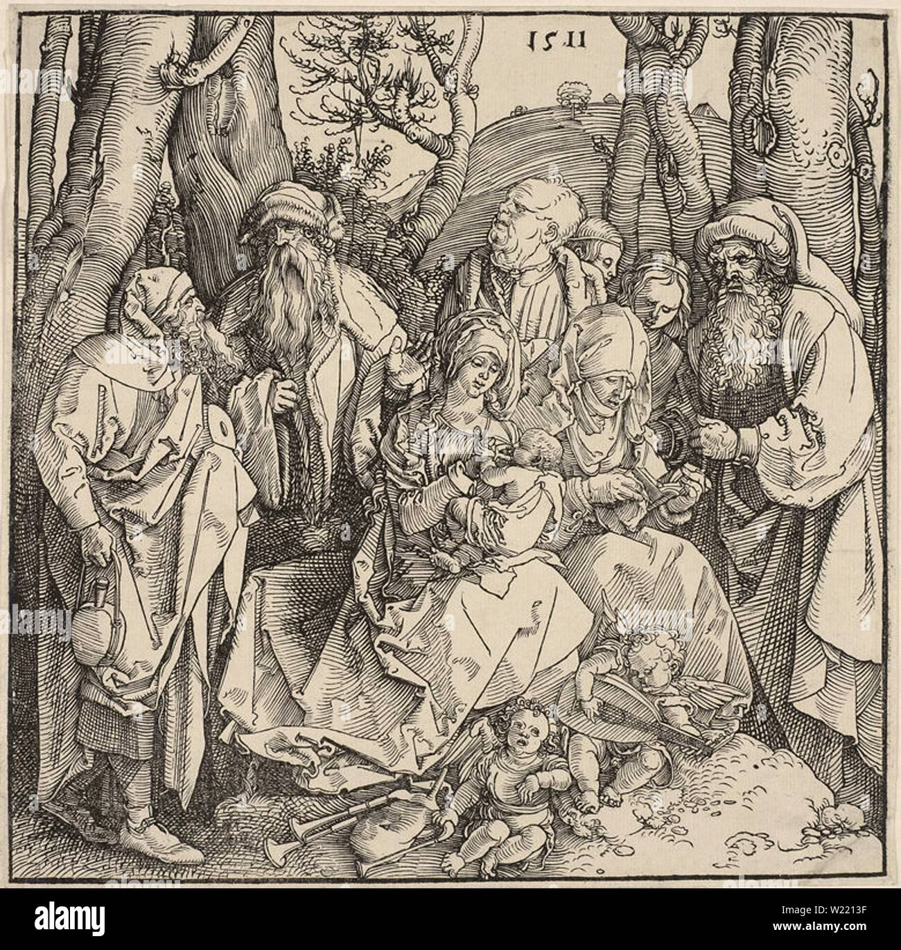 Albrecht Dürer - Holy Kinship Two Musical Angels Stock Photo