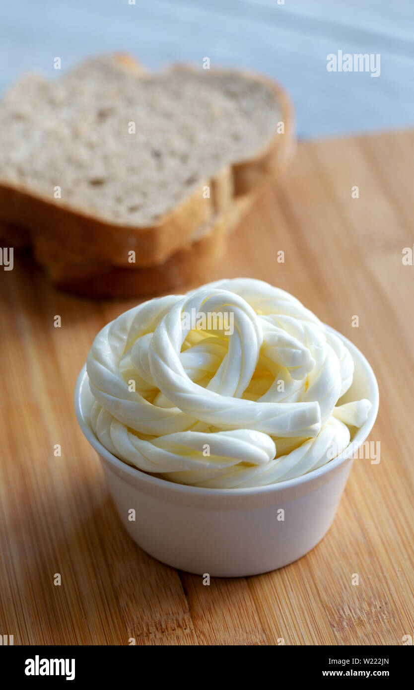 Turkish Knitting Cheese or rope cheese and glass of milk Stock Photo