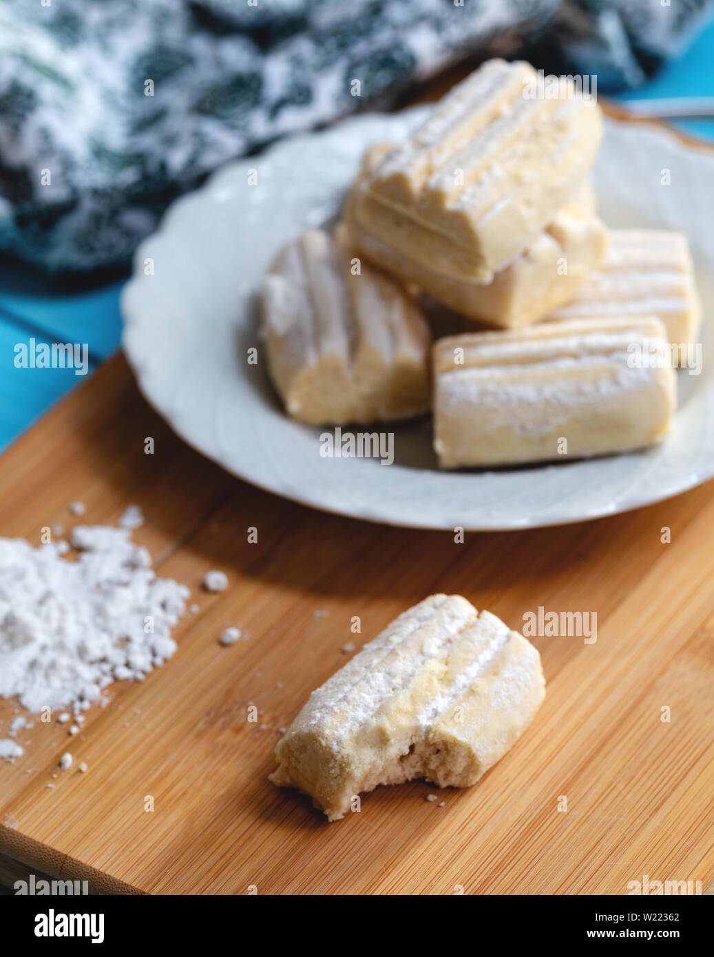 Shortbread cookies covered with powdered sugar Stock Photo Alamy