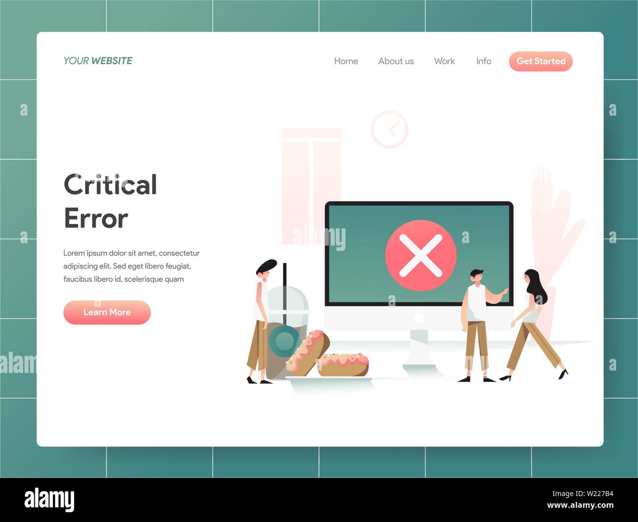 Computer Critical Error Illustration Concept. Modern design concept of web page design for website and mobile website.Vector illustration EPS 10 Stock Vector