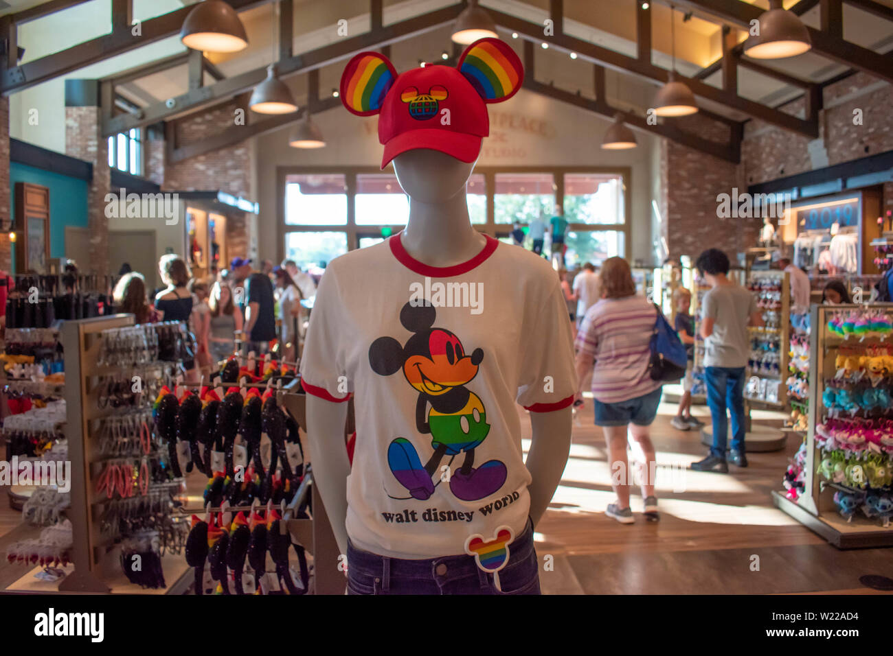 Orlando Florida June 15 19 Mickey Cap With Gay Friendly Colors At Store In Disney Springs At Lake Buena Vista Stock Photo Alamy