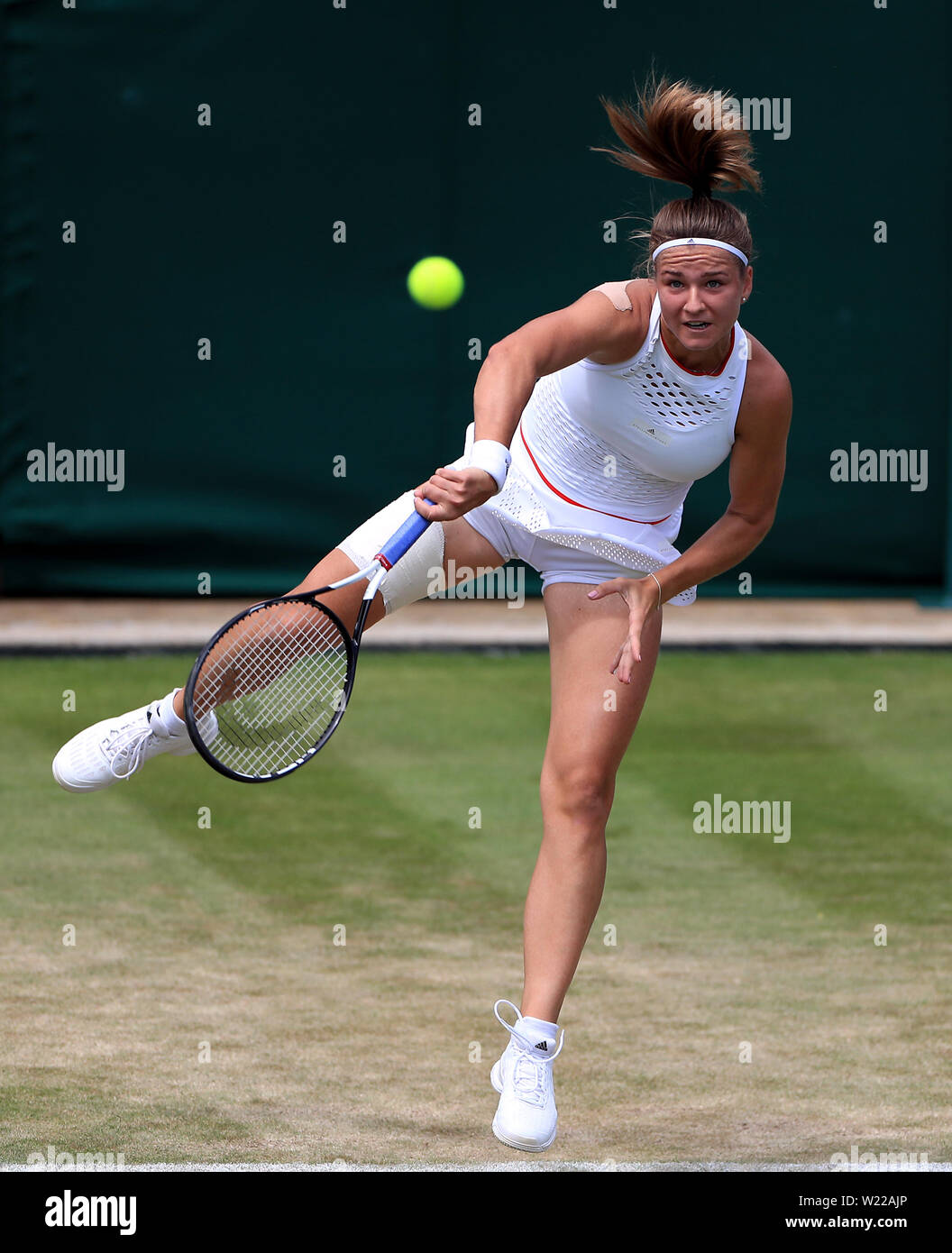 Karolina Muchova in action on day five of the Wimbledon Championships at  the All England Lawn tennis and Croquet Club, Wimbledon Stock Photo - Alamy
