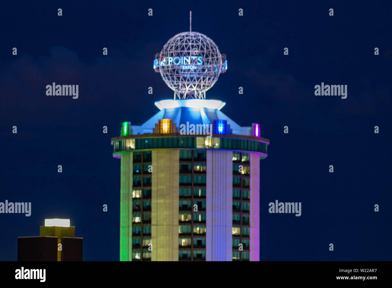 Orlando, Florida. June 13, 2019. Top view of colorful and illuminated