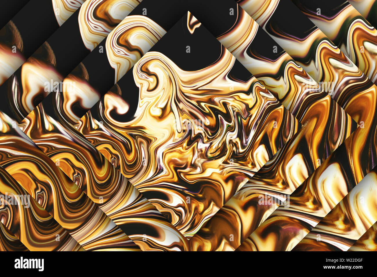 Liquid gold effect oil painting artwork. Creative luxury design. Golden colors pattern background. Stock Photo