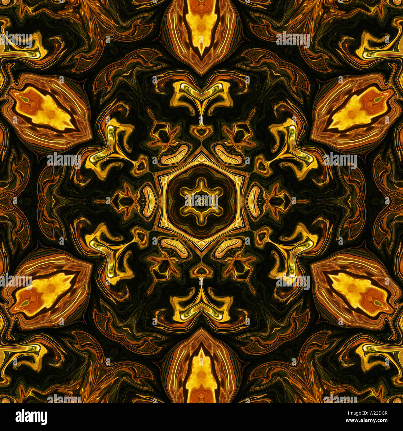 Liquid gold effect oil painting artwork. Creative luxury design. Golden colors pattern background. Stock Photo