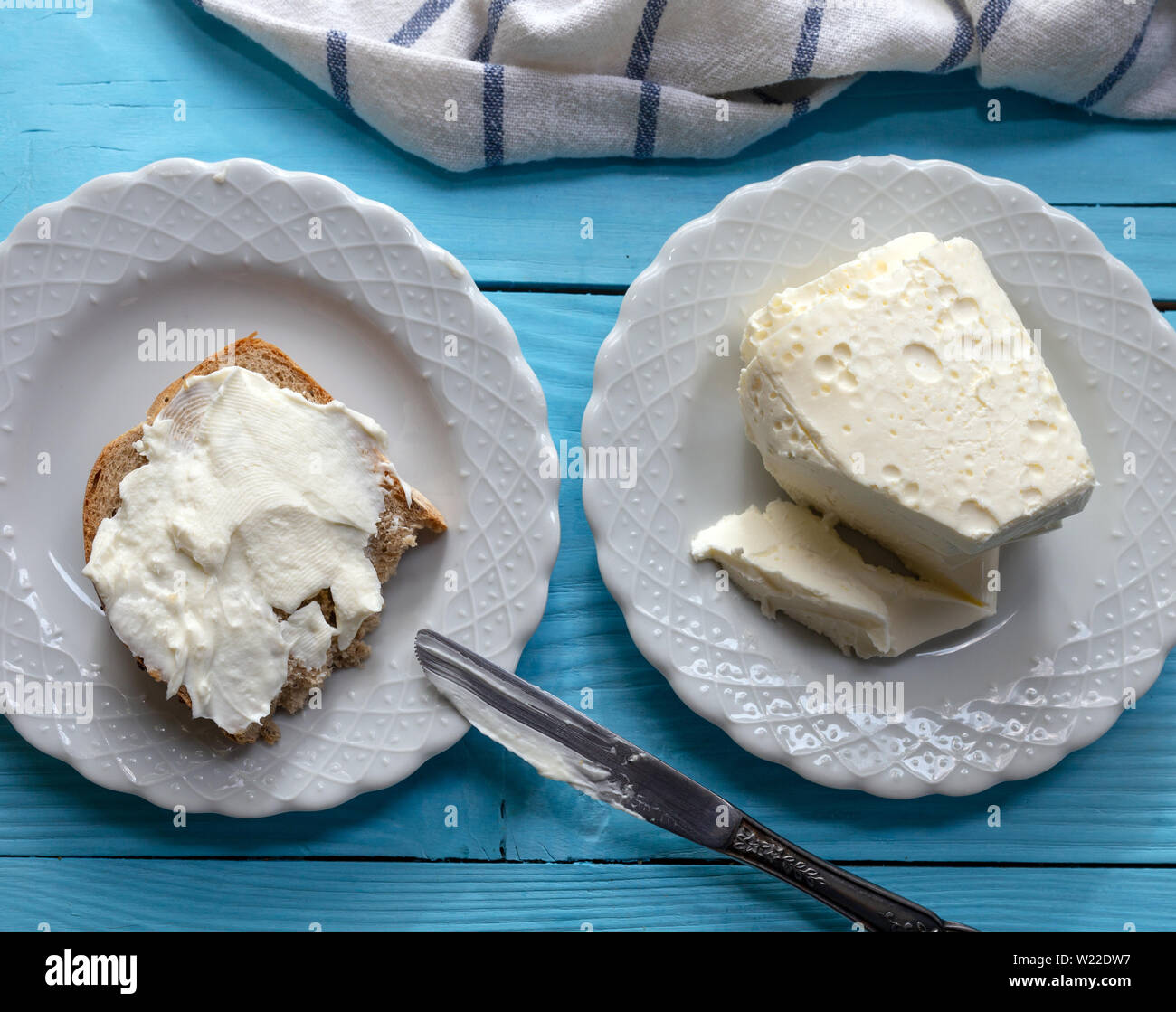 Clotted cream (butter cream) for Turkish breakfast / Kaymak Stock Photo