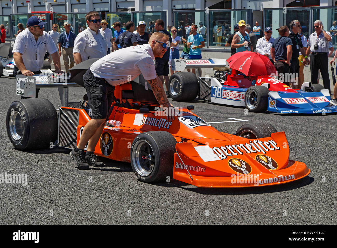 MAGNYCOURS, FRANCE, June 29, 2019 On the F1 starting grid. French Historic Grand Prix takes