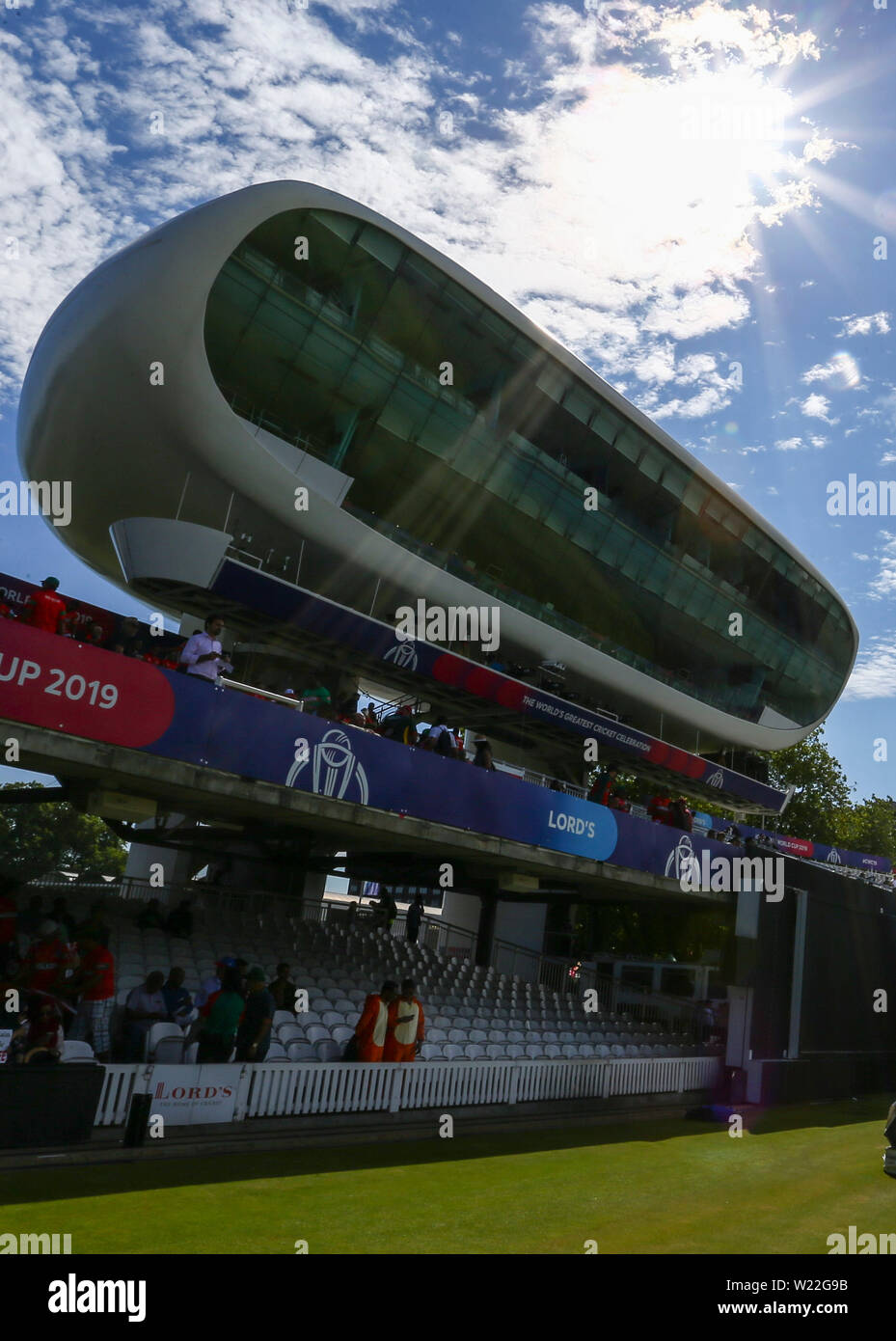 Lords Cricket Ground, London, UK. 5th July, 2019. ICC World Cup Cricket, Pakistan versus Bangladesh; View of the Media centre at Lords Credit: Action Plus Sports/Alamy Live News Stock Photo