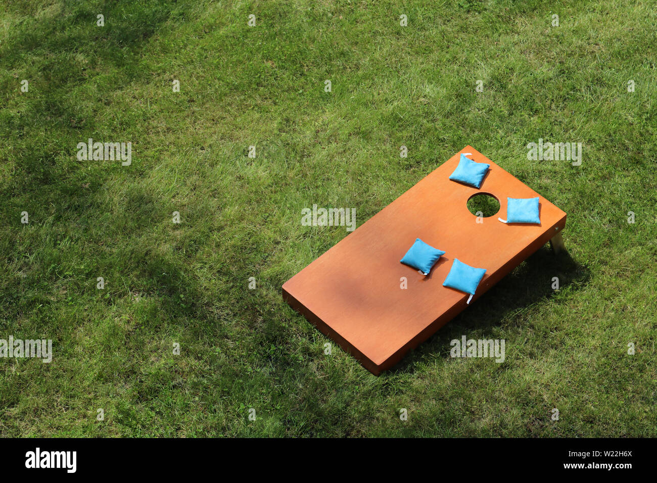top view of throwing Bags in a Hole cornhole bean bag toss lawn game