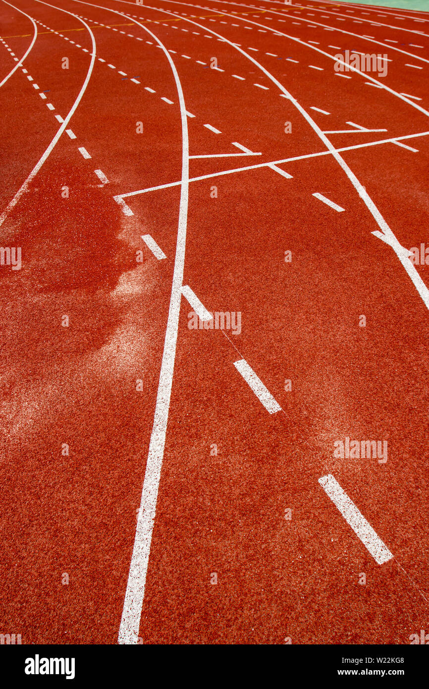 Running track in stadium. Stock Photo