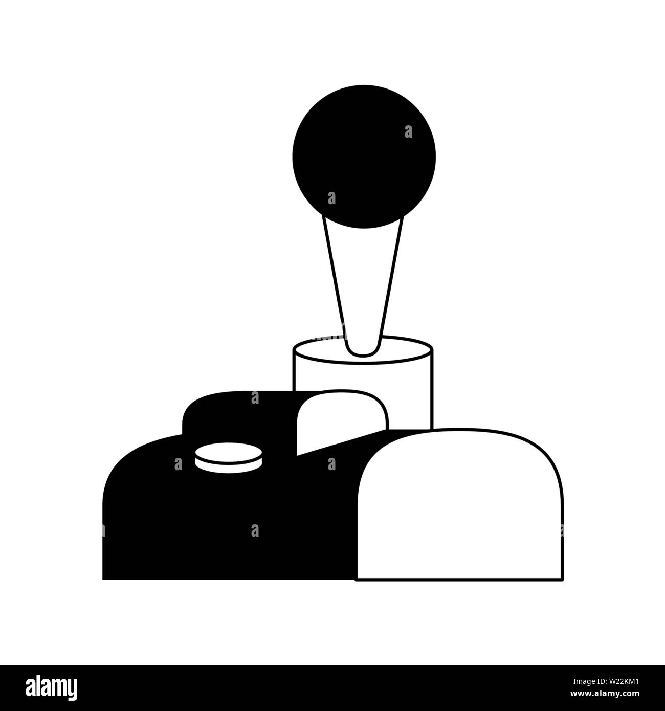 Joystick videogame gamepad device isolated in black and white Stock ...