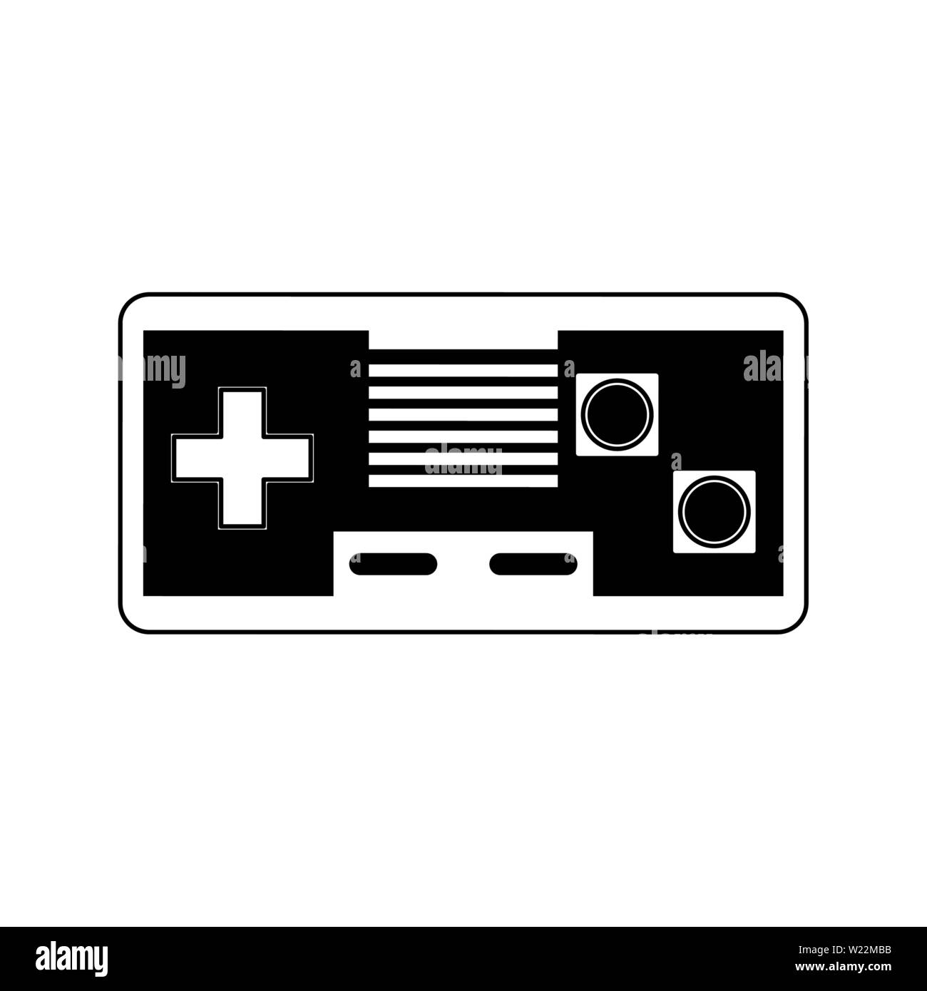 Modern videogame console gamepad with buttons in black and white Stock ...