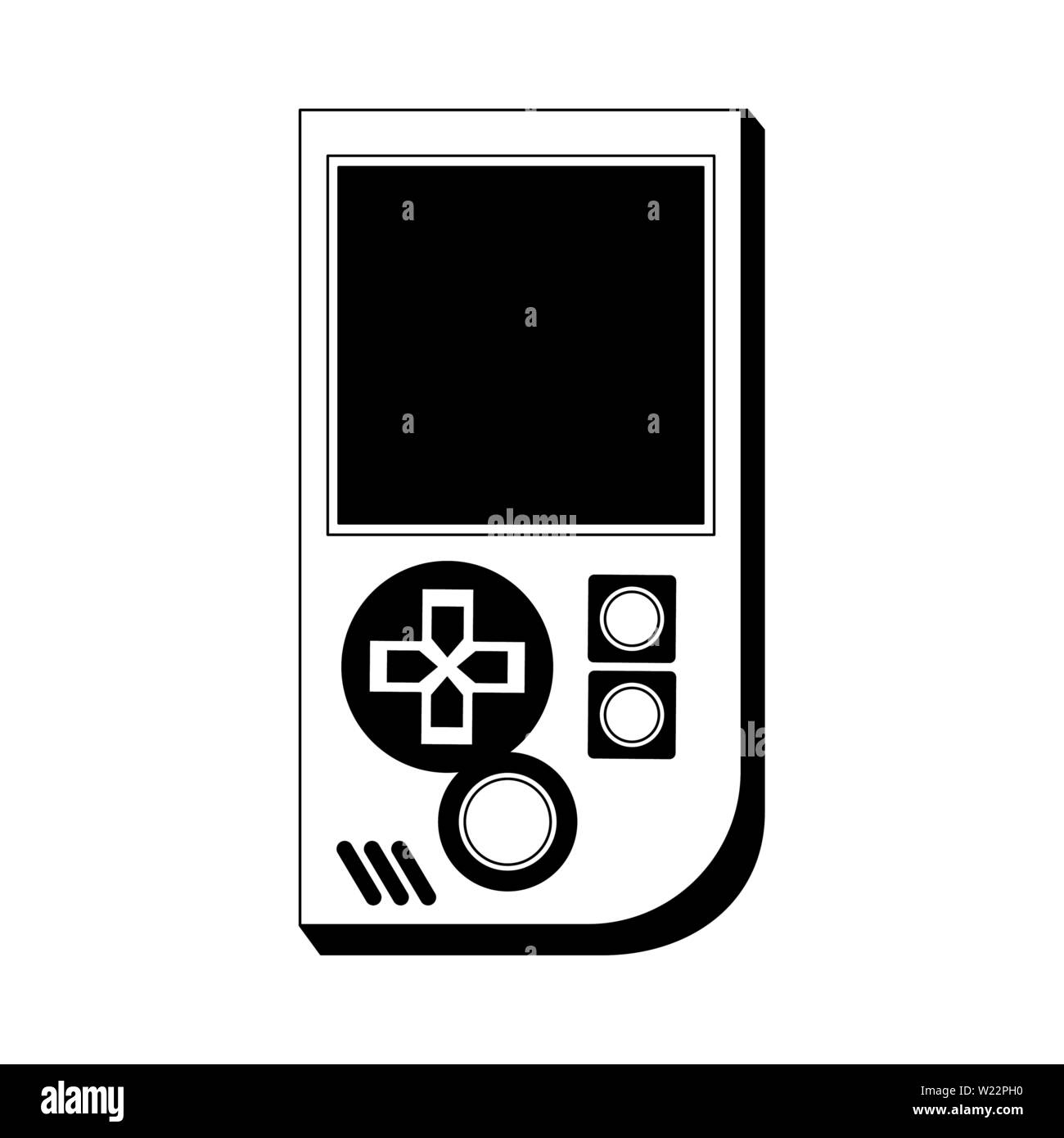 Portable videogame console technology isolated in black and white Stock ...