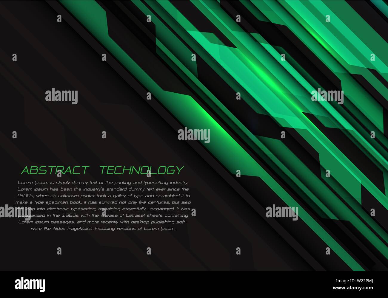 Abstract green circuit geometric light energy on black design modern futuristic technology background vector illustration. Stock Vector