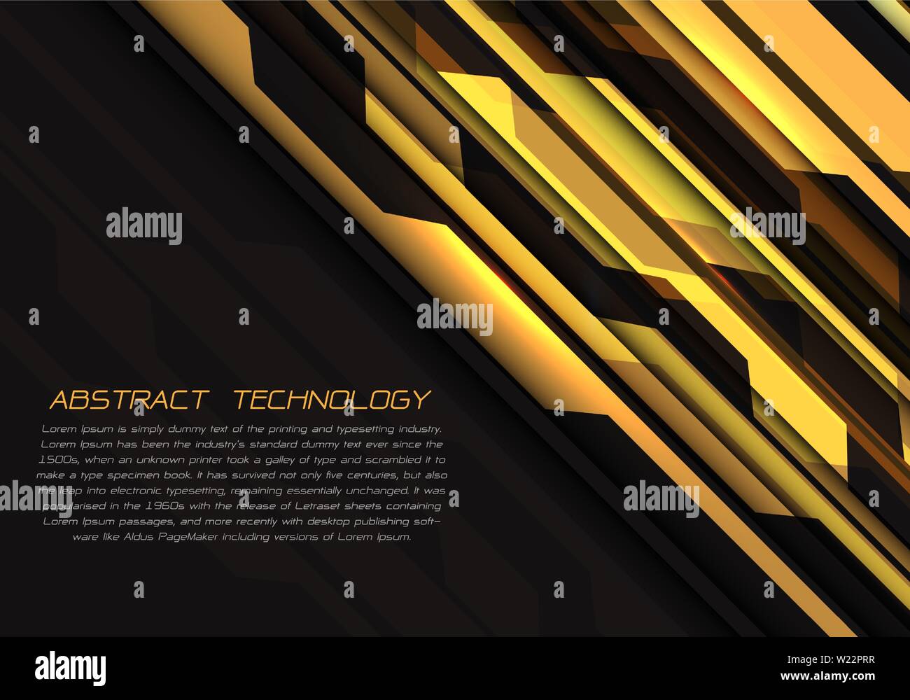 Abstract yellow circuit geometric light energy on black design modern ...
