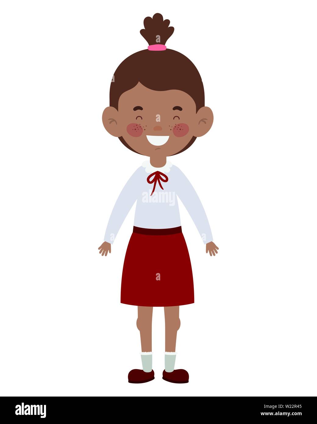 student girl standing smiling on white background Stock Vector Image ...