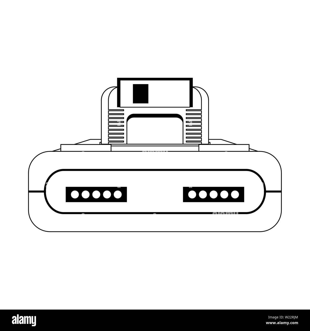 Retro videogame console with cassette in black and white Stock Vector ...