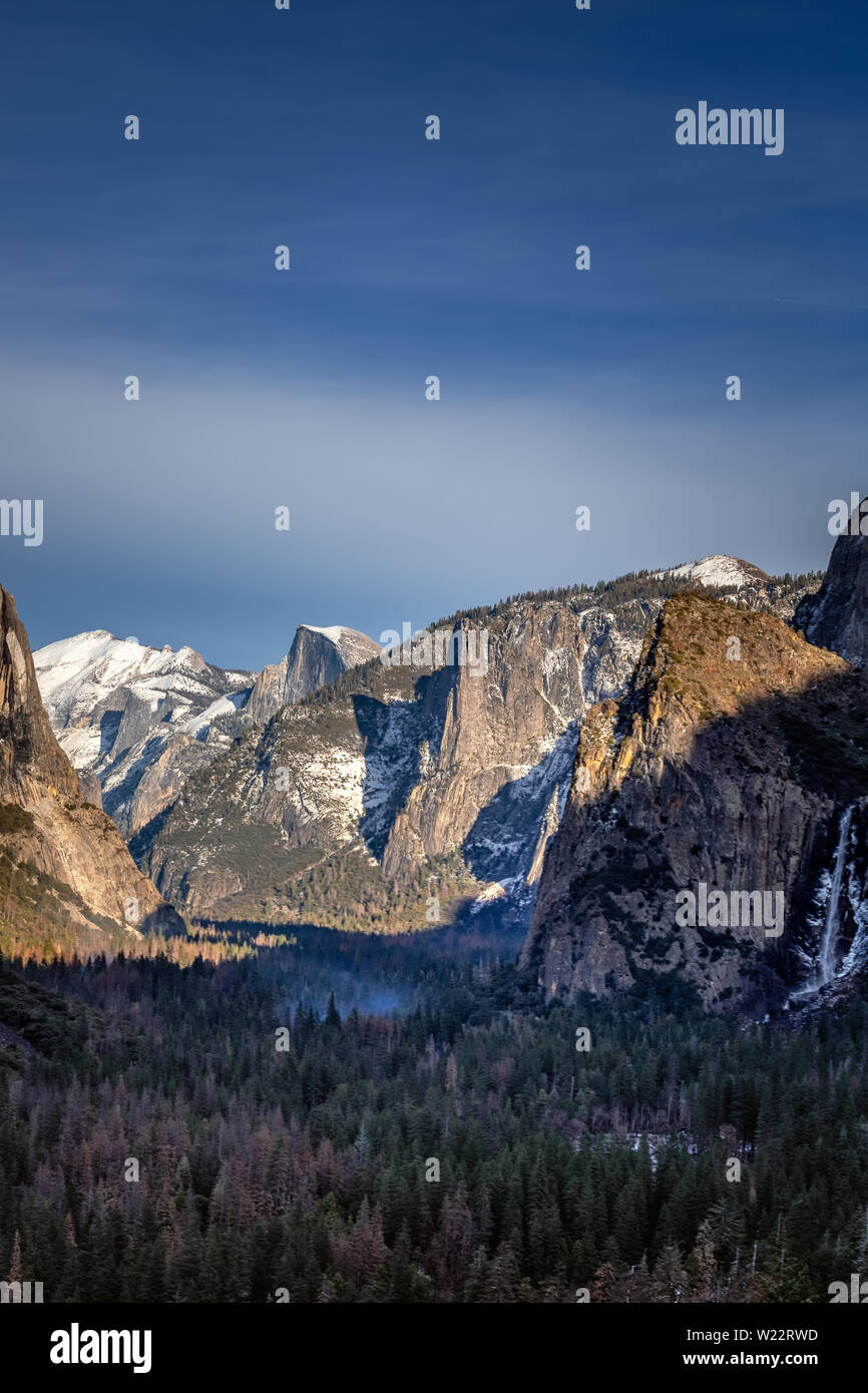 Tunnel view on sunrise on Half Dome, Yosemite National Park, California ...