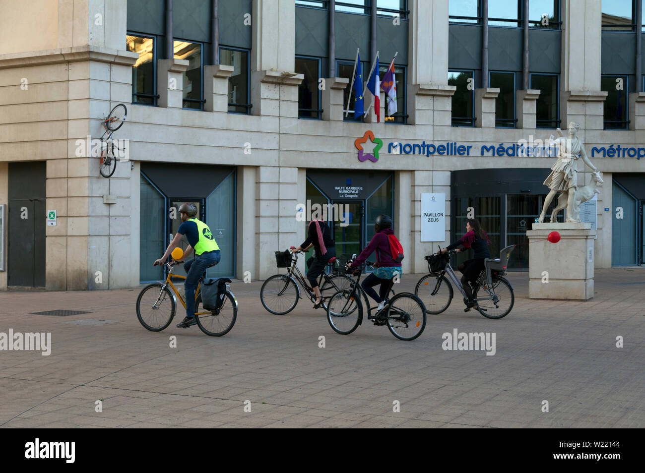 Sunrise Ride Urbaine with the Velocite Montpellier association in Montpellier France Stock Photo