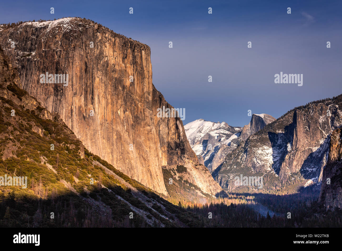 Tunnel view on sunrise on Half Dome, Yosemite National Park, California ...