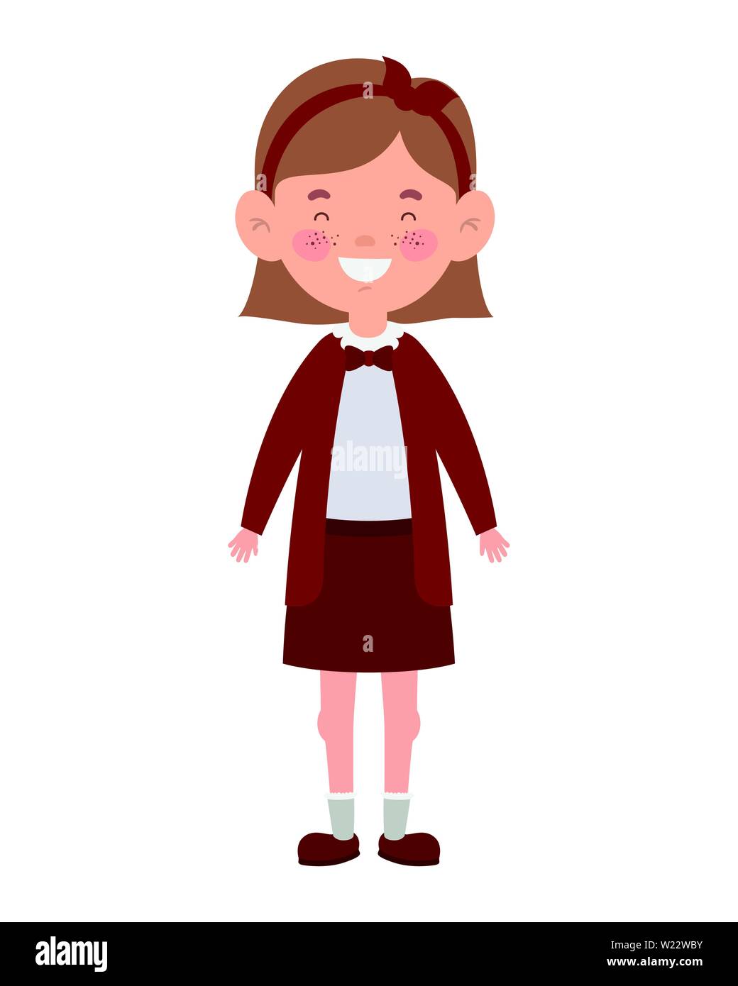 student girl standing smiling on white background Stock Vector Image ...