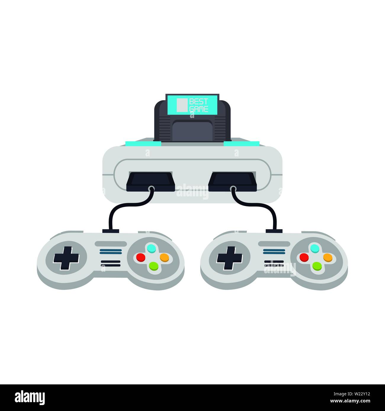 Retro videogame console and gamepads Stock Vector Image & Art - Alamy