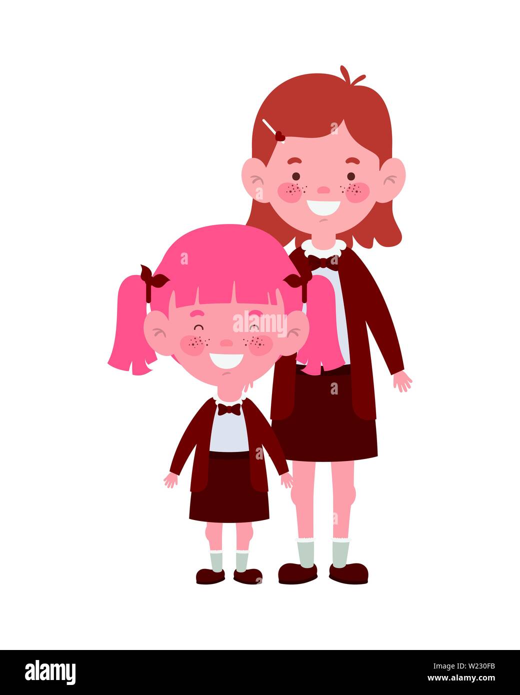 student girls standing smiling on white background Stock Vector Image ...