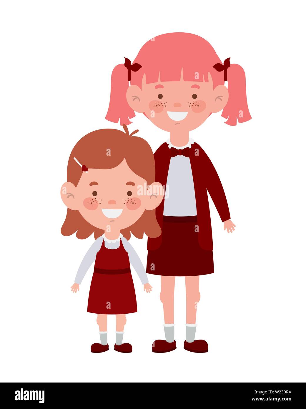 student girls standing smiling on white background Stock Vector Image ...